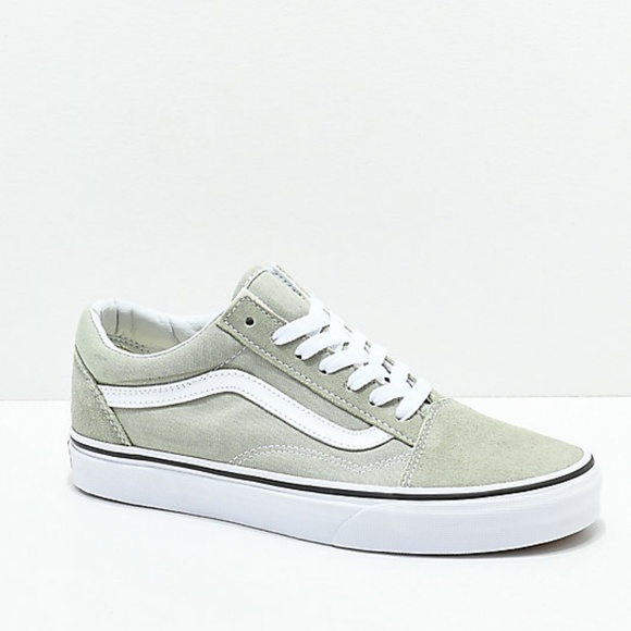 vans old skool desert sage & true white skate shoes